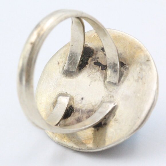 D WHITEGOAT MORENCI PYRITE TURQUOISE STERLING RING SZ 7 - Picture 9 of 10